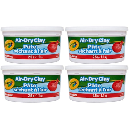 Crayola Air Dry Clay, 2.5lb Tub, Red, 4PK 575138